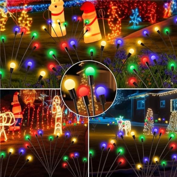 6Pack Solar Christmas Lights Outdoor Waterproof, 8LED Lights, Multicolor - Picture 3 of 6